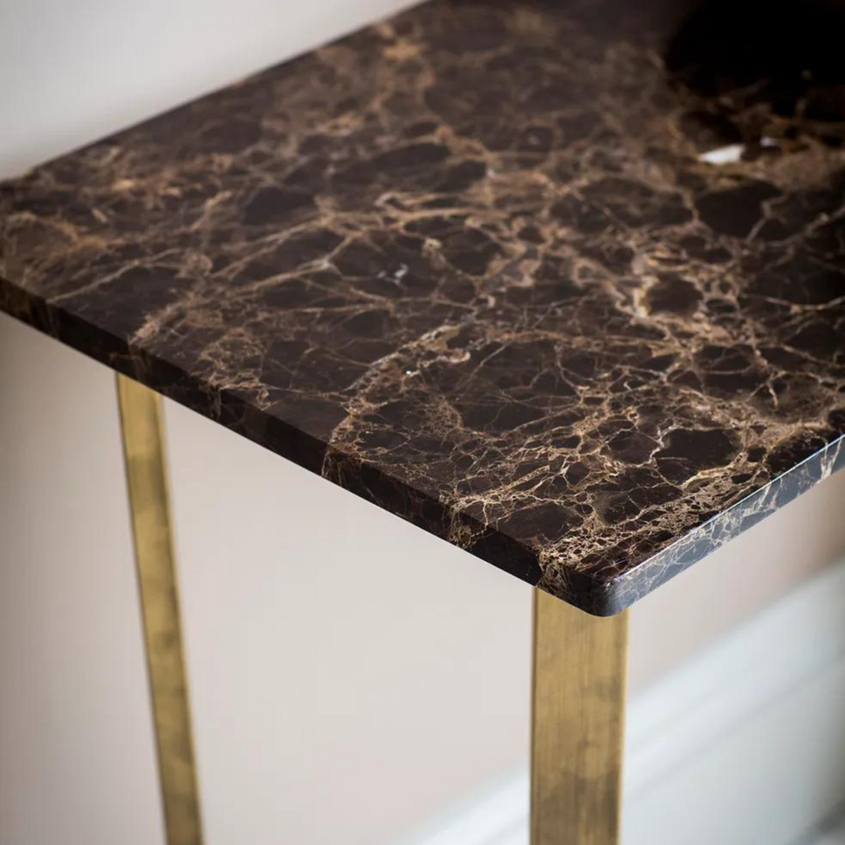 Emperor Console Table Marble Bronze, W 110cm x D 40cm x H 80cm (RRP $1799) - Image 4
