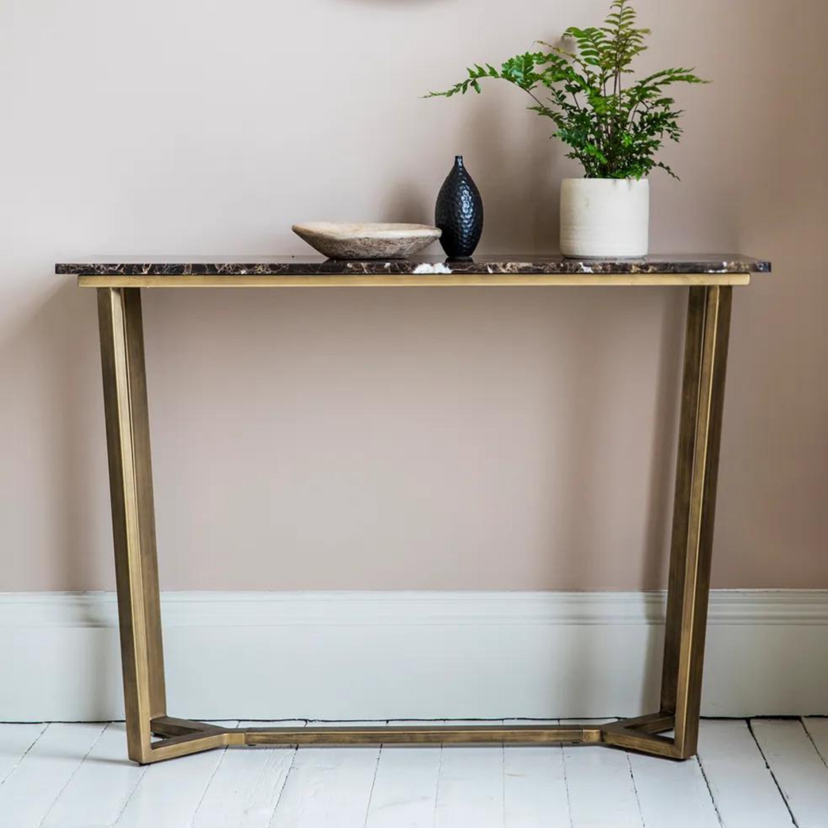 Emperor Console Table Marble Bronze, W 110cm x D 40cm x H 80cm (RRP $1799) - Image 5