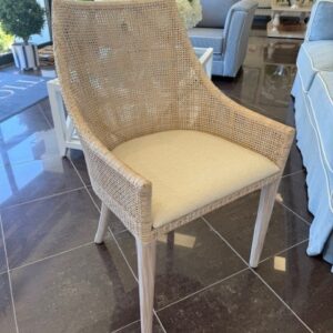 "Coral Bay" Hamptons Style Rattan Whitewash Dining Chair, Whitewash Legs (RRP $449)