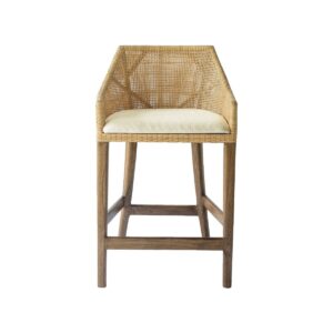 "Coral Bay" Resort Style Rattan Kitchen Counter Barstool Natural, Timber Legs (RRP $499)