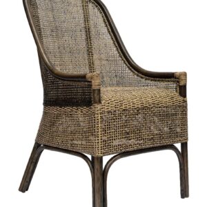 "Southbeach" Hamptons Style Rattan Armchair Dining Chair, Black Shadow (RRP $449)