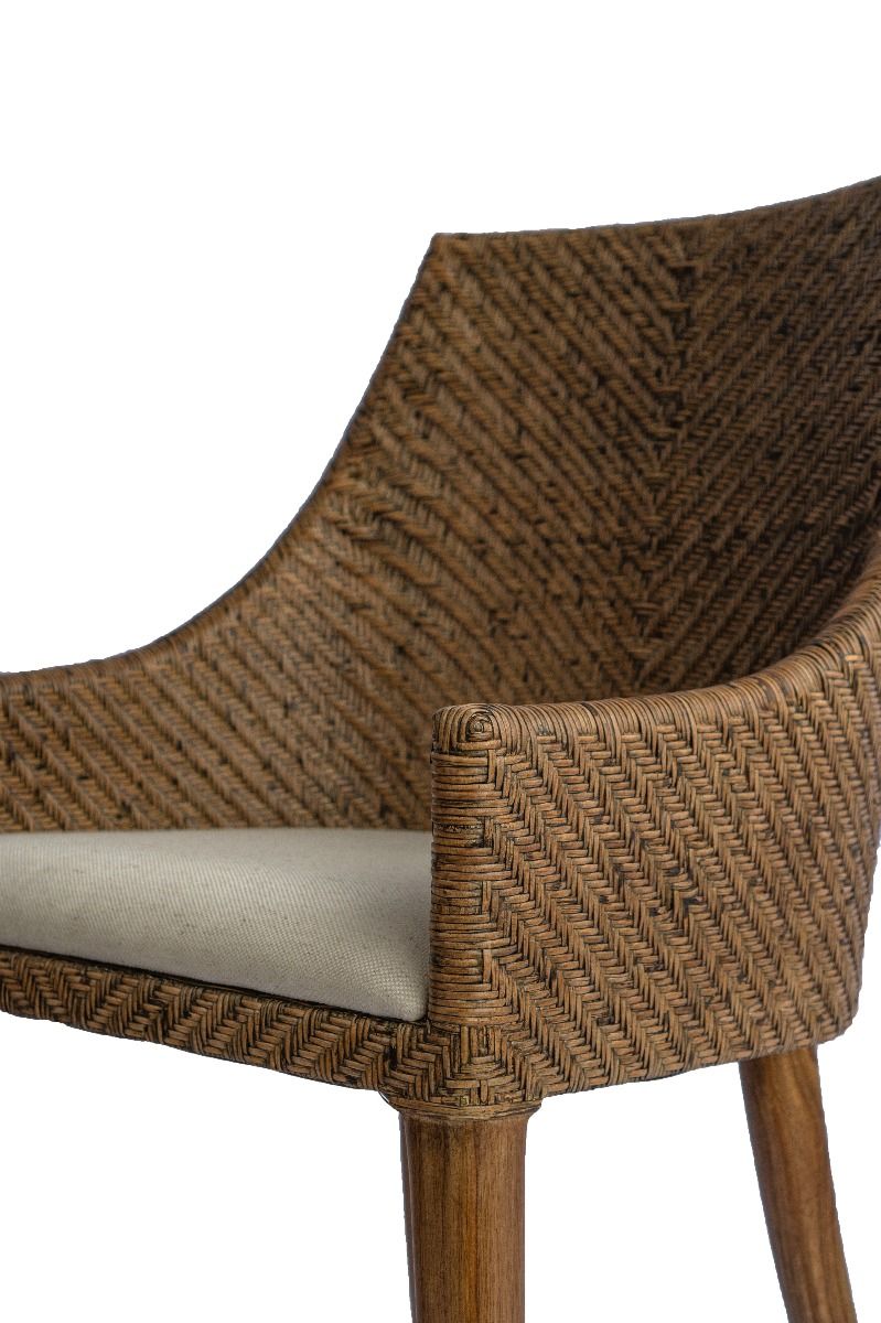 "Raffles" Resort Style Rattan Dining Chair Mango Teak, Timber Legs (RRP $499) - Image 6