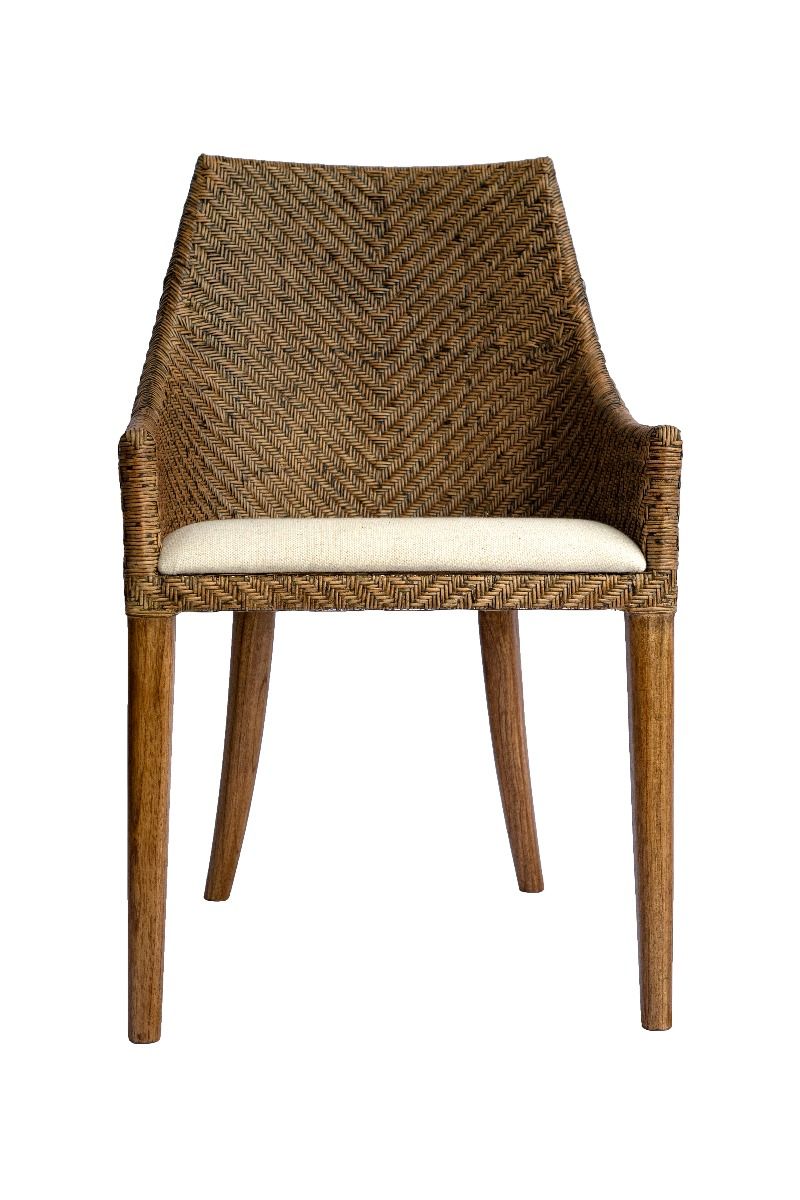 "Raffles" Resort Style Rattan Dining Chair Mango Teak, Timber Legs (RRP $499) - Image 2