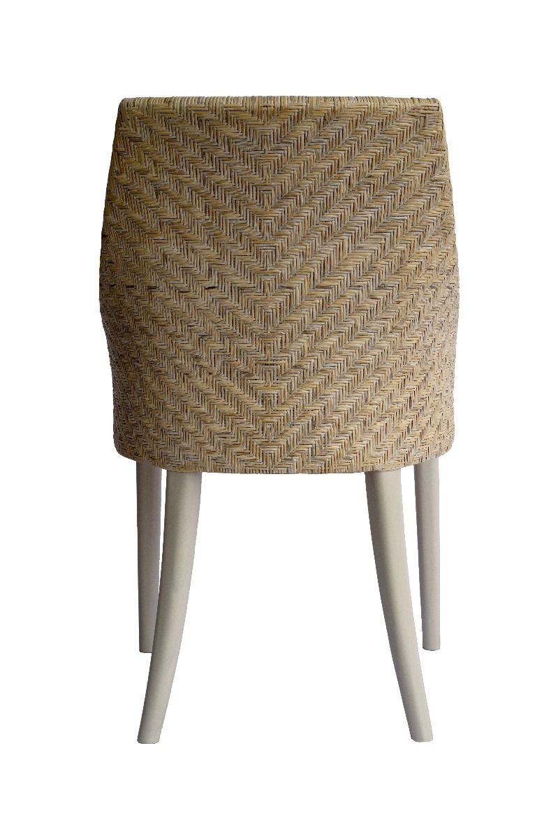 "Raffles" Resort Style Whitewash Rattan Dining Chair, Whitewash Timber Legs (RRP $499) - Image 6