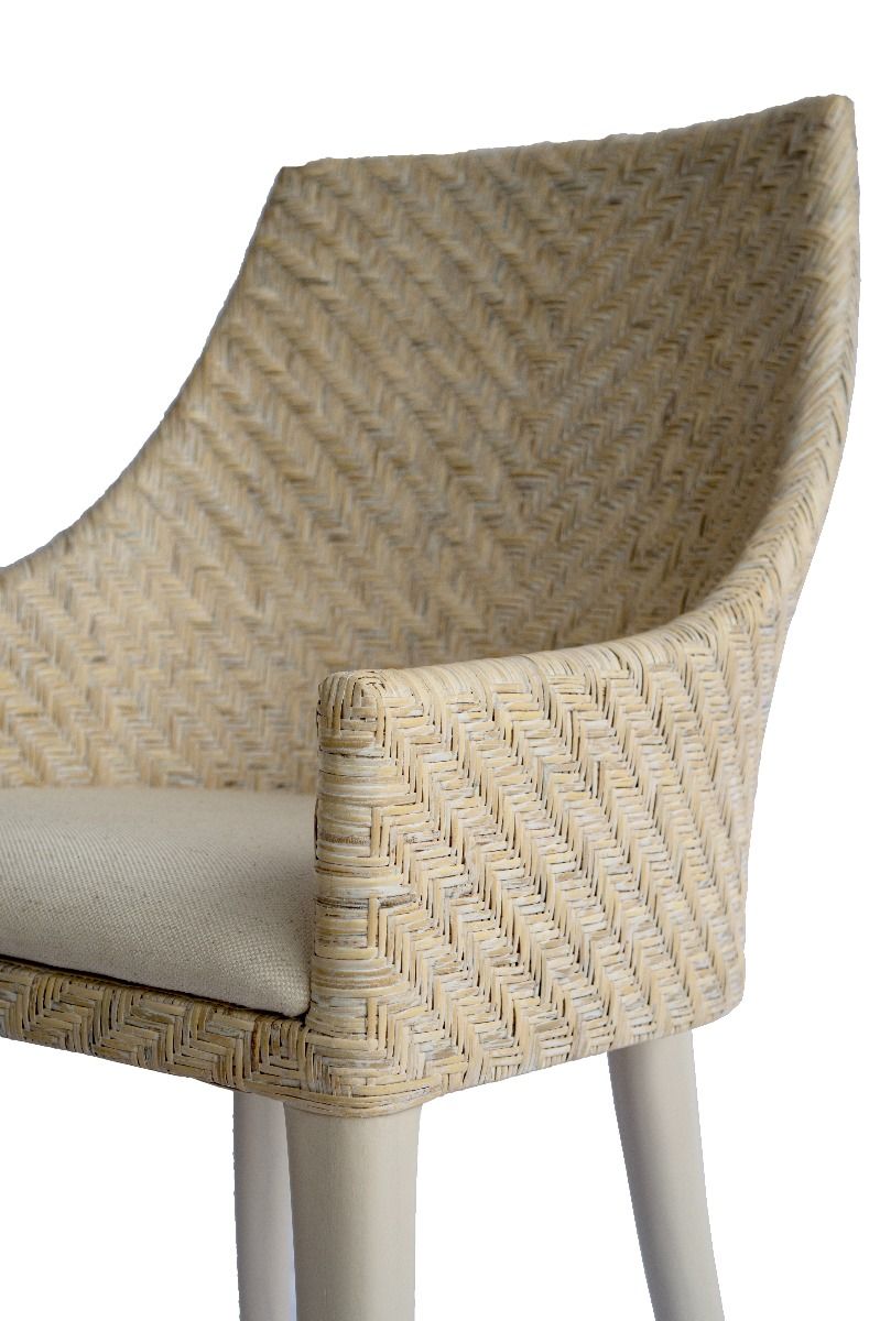 "Raffles" Resort Style Whitewash Rattan Dining Chair, Whitewash Timber Legs (RRP $499) - Image 5