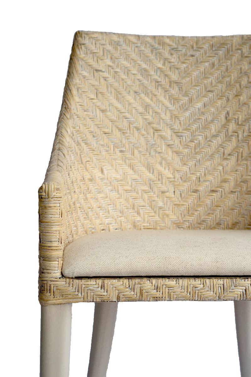 "Raffles" Resort Style Whitewash Rattan Dining Chair, Whitewash Timber Legs (RRP $499) - Image 4