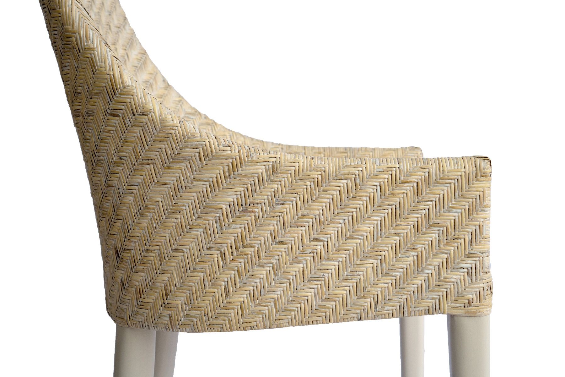 "Raffles" Resort Style Whitewash Rattan Dining Chair, Whitewash Timber Legs (RRP $499) - Image 3