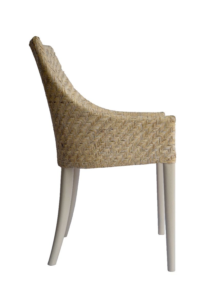 "Raffles" Resort Style Whitewash Rattan Dining Chair, Whitewash Timber Legs (RRP $499) - Image 7