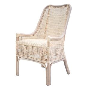 "Southbeach" Hamptons Rattan Cane Armchair Dining Chair, Blonde
