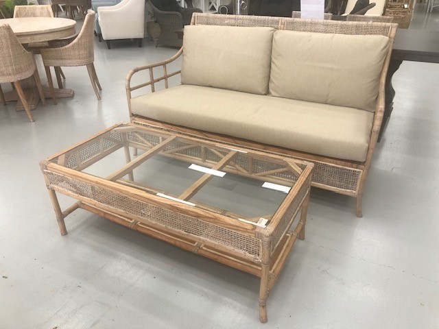 FLOORSTOCK CLEARANCE SALE "Havana" Hamptons Style Alfresco Rattan & Wicker Lounge Setting with Coffee Table, Greywash (RRP $2499) - Image 3