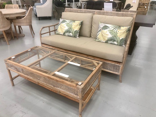 FLOORSTOCK CLEARANCE SALE "Havana" Hamptons Style Alfresco Rattan & Wicker Lounge Setting with Coffee Table, Greywash (RRP $2499) - Image 5