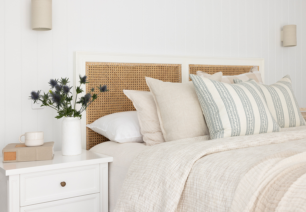 Hamilton Cane Bedhead Queen Size White, Width 153cm × Height 122cm x Depth 4cm - Image 4