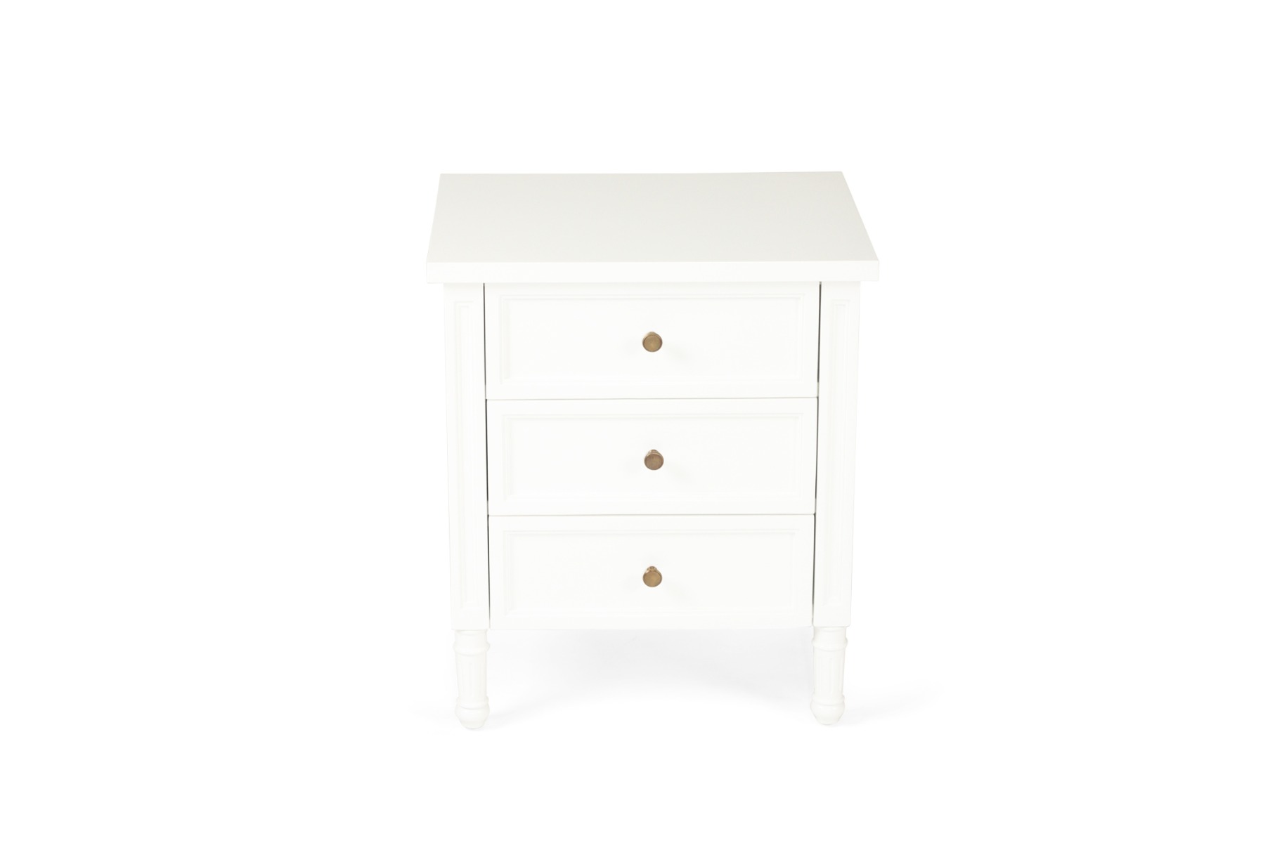 Hamilton Bedside Table 3 Drawer White, Width 57cm × Depth 45cm × Height 67cm - Image 2
