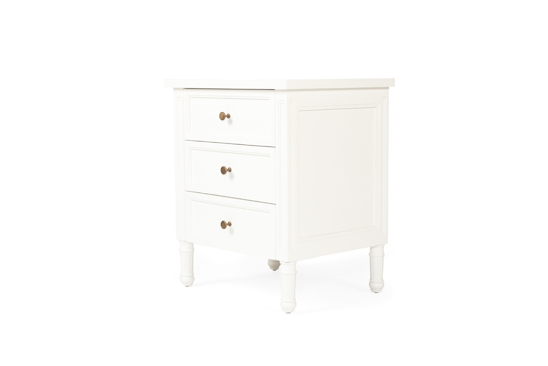 Hamilton Bedside Table 3 Drawer White, Width 57cm × Depth 45cm × Height 67cm - Image 3