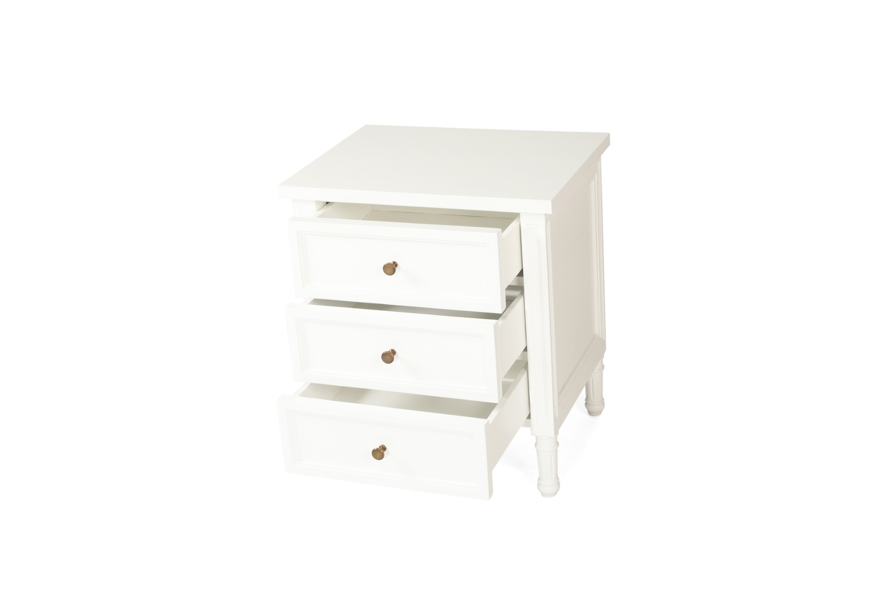 Hamilton Bedside Table 3 Drawer White, Width 57cm × Depth 45cm × Height 67cm - Image 4