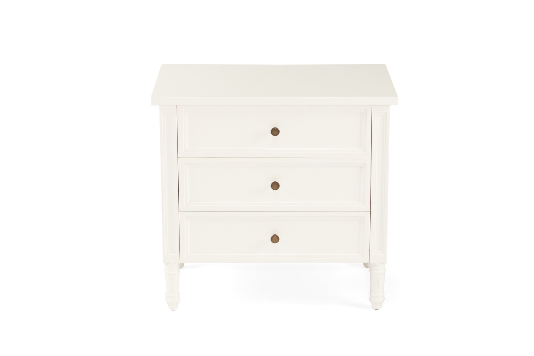 Hamilton Bedside Table 3 Drawer White, Width 70cm x Depth 45cm x Height 67cm - Image 2