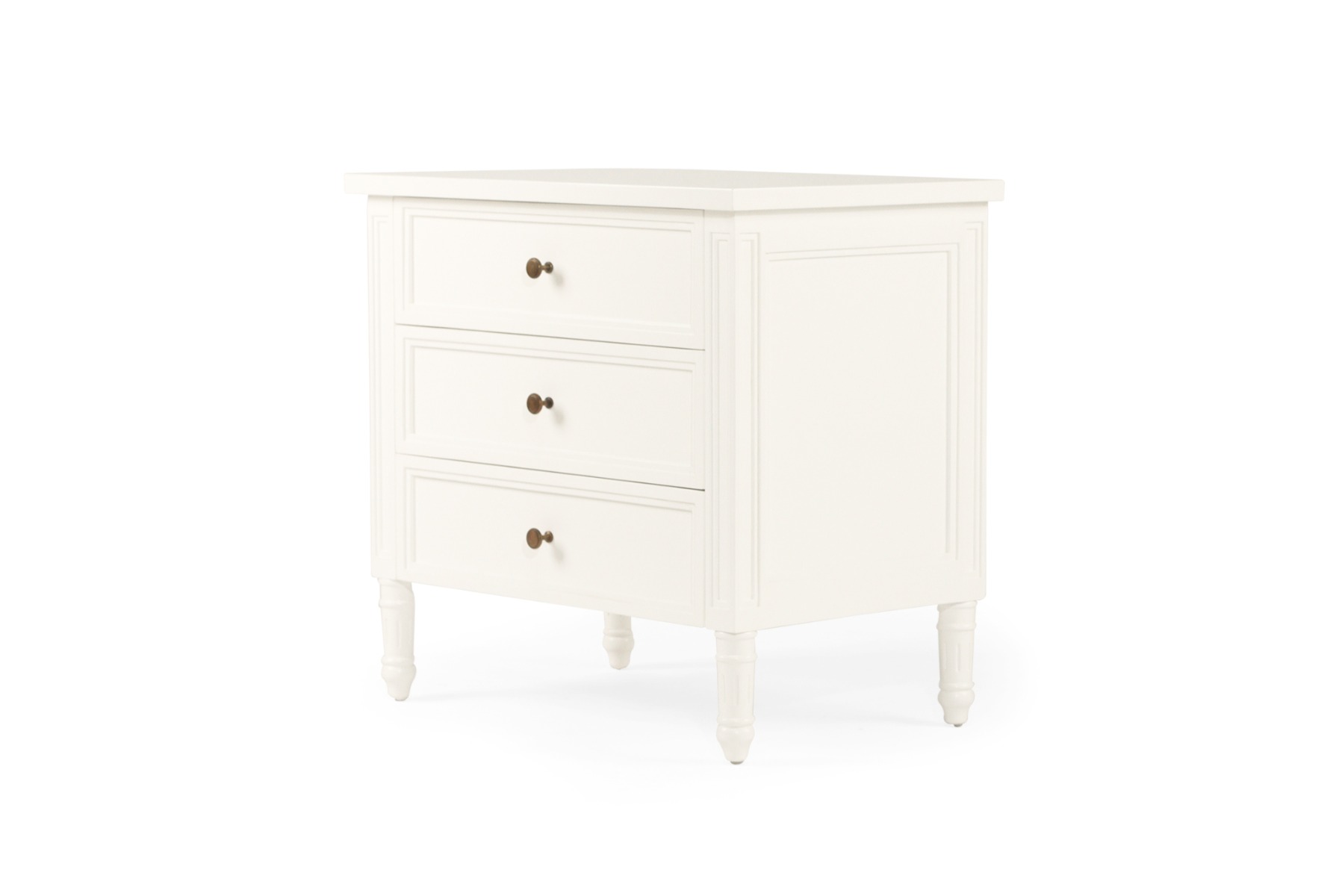 Hamilton Bedside Table 3 Drawer White, Width 70cm x Depth 45cm x Height 67cm - Image 3