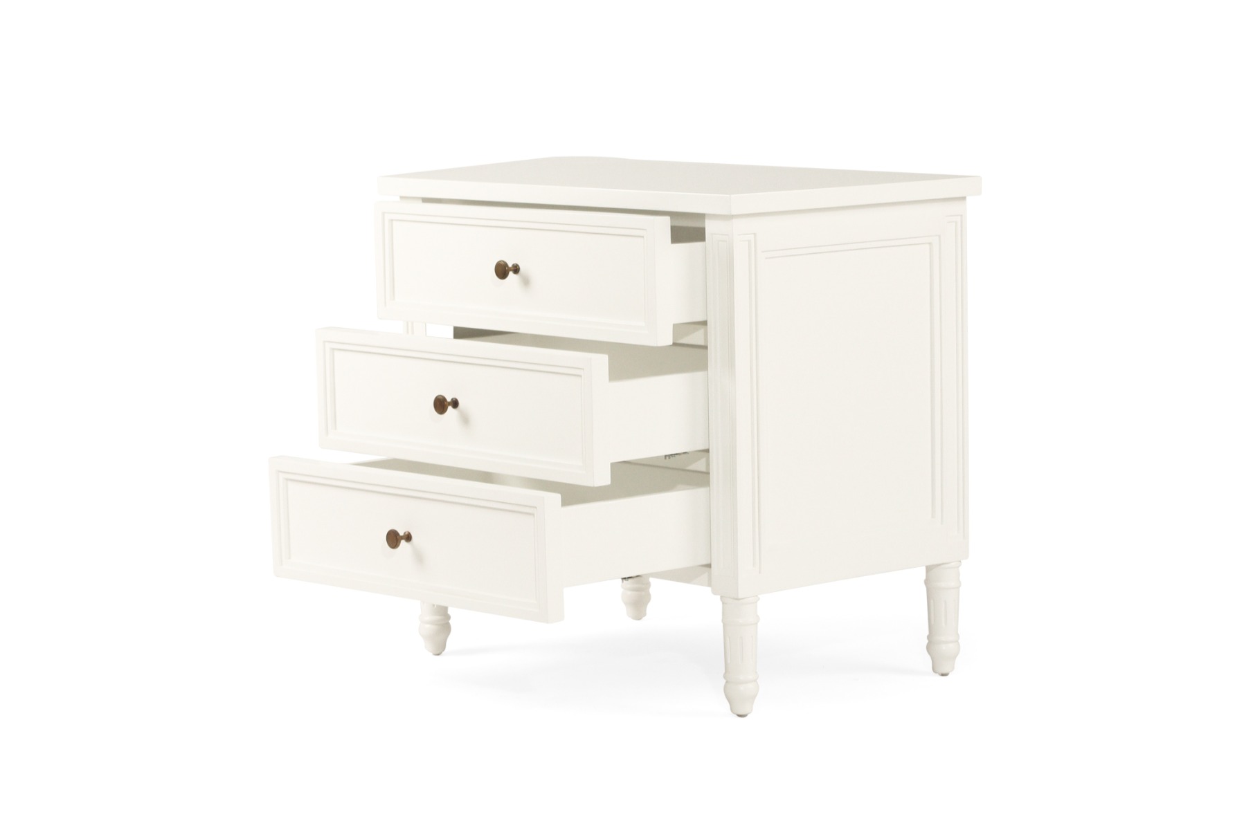 Hamilton Bedside Table 3 Drawer White, Width 70cm x Depth 45cm x Height 67cm - Image 4