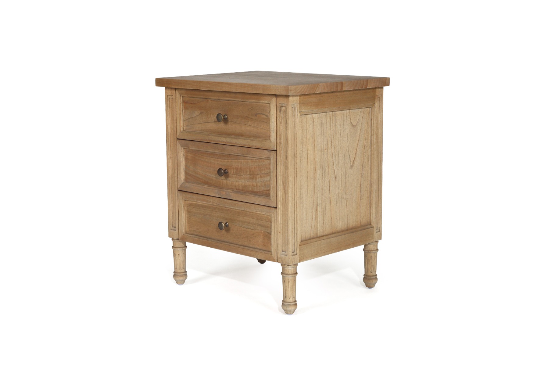 Hamilton Bedside Table 3 Drawer Weathered Oak, Width 57cm × Depth 45cm × Height 67cm - Image 3