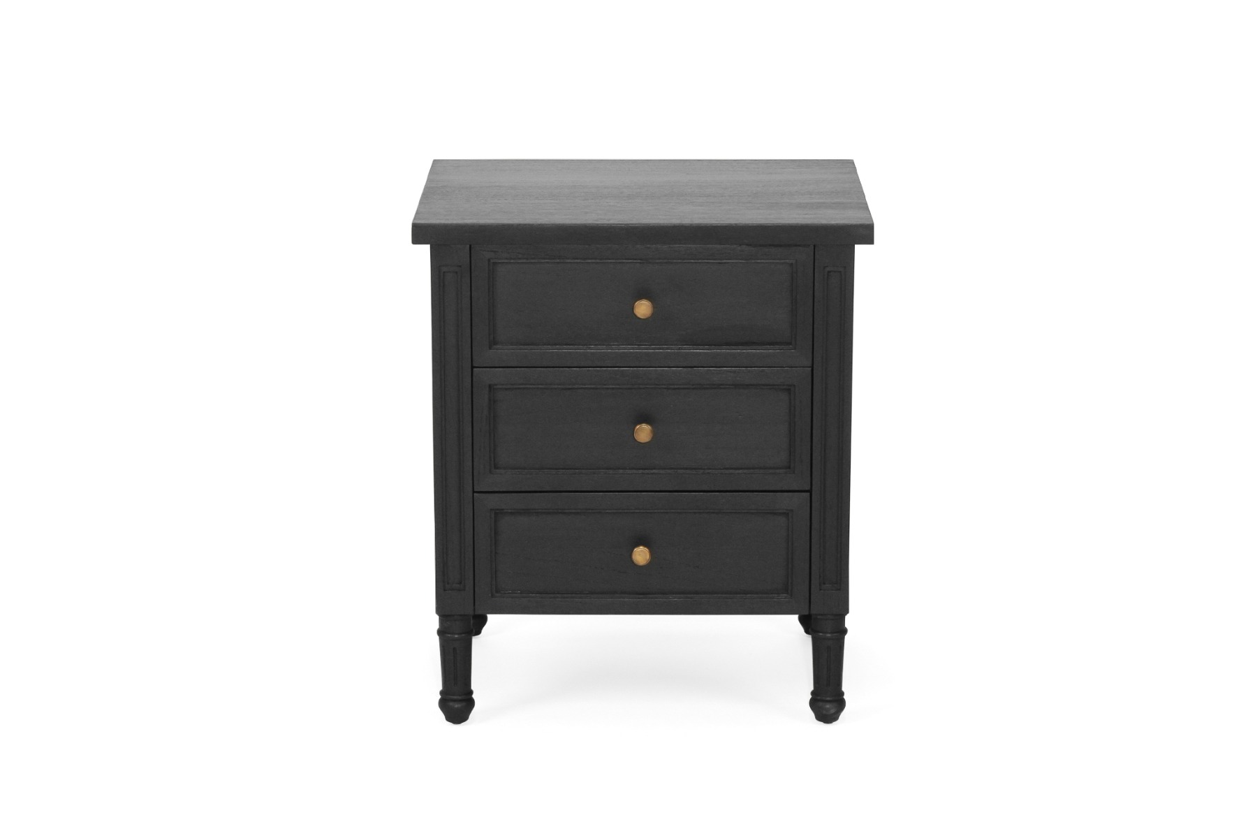Hamilton Bedside Table 3 Drawer Black, Width 57cm x Depth 45cm x Height 67cm - Image 2