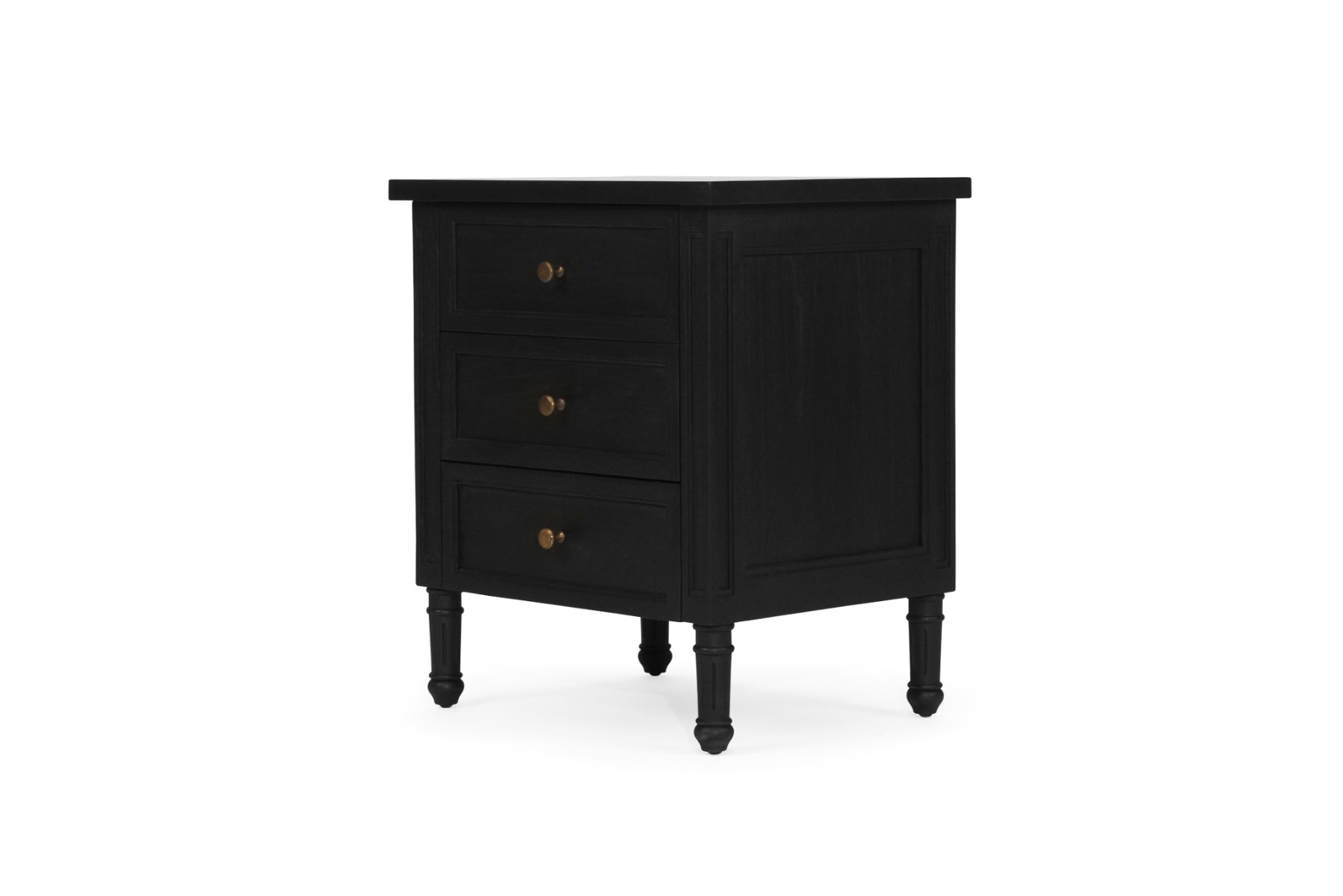 Hamilton Bedside Table 3 Drawer Black, Width 57cm x Depth 45cm x Height 67cm - Image 3