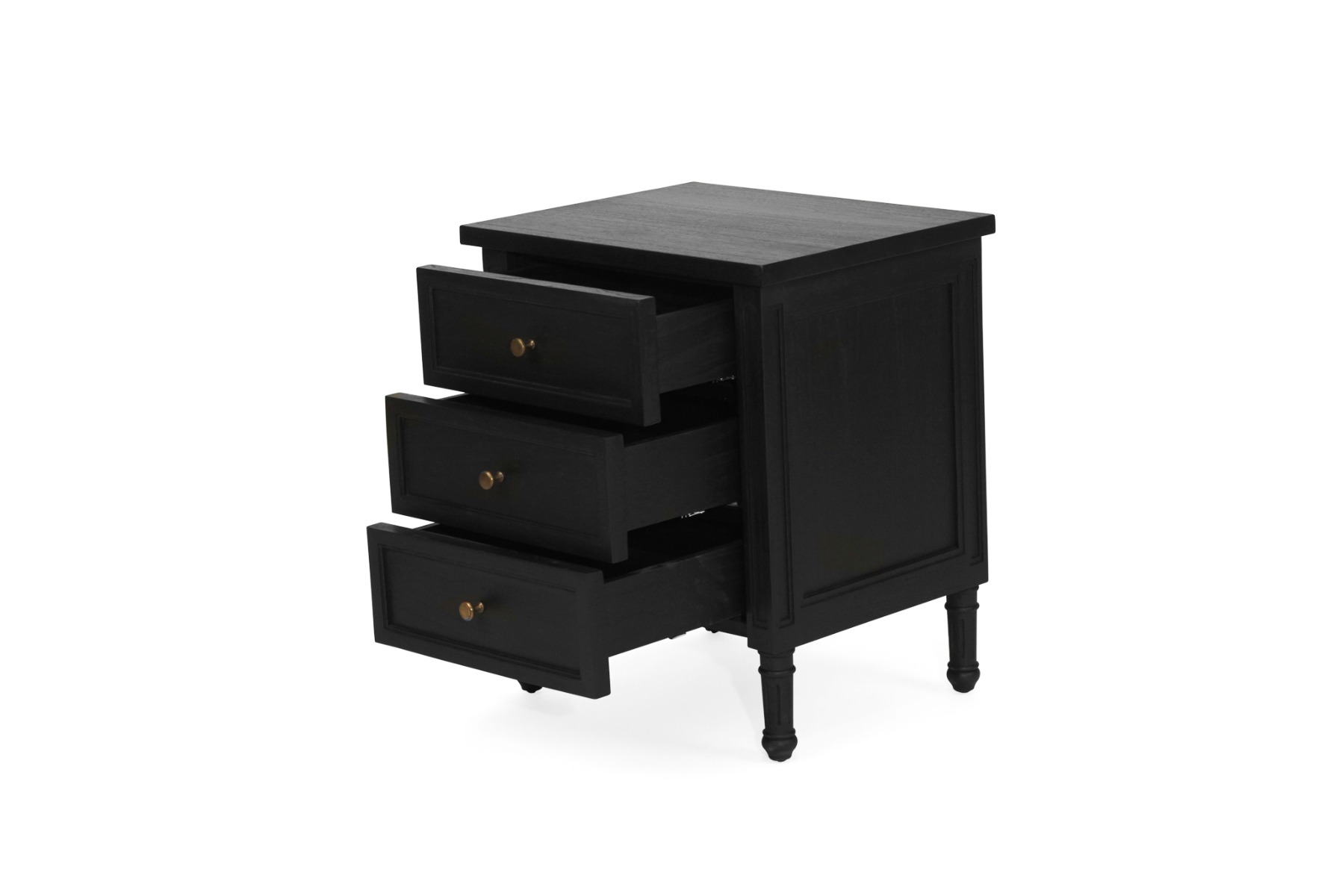 Hamilton Bedside Table 3 Drawer Black, Width 57cm x Depth 45cm x Height 67cm - Image 5