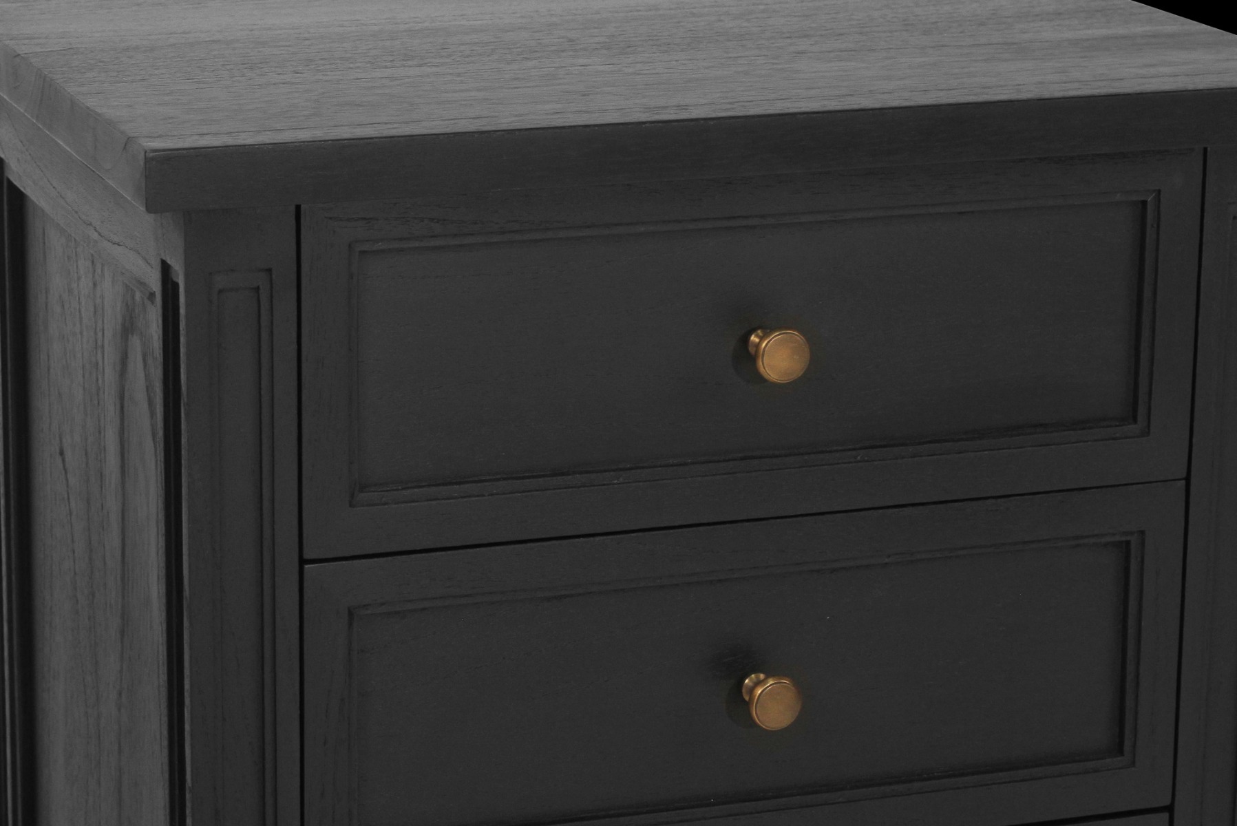 Hamilton Bedside Table 3 Drawer Black, Width 57cm x Depth 45cm x Height 67cm - Image 7