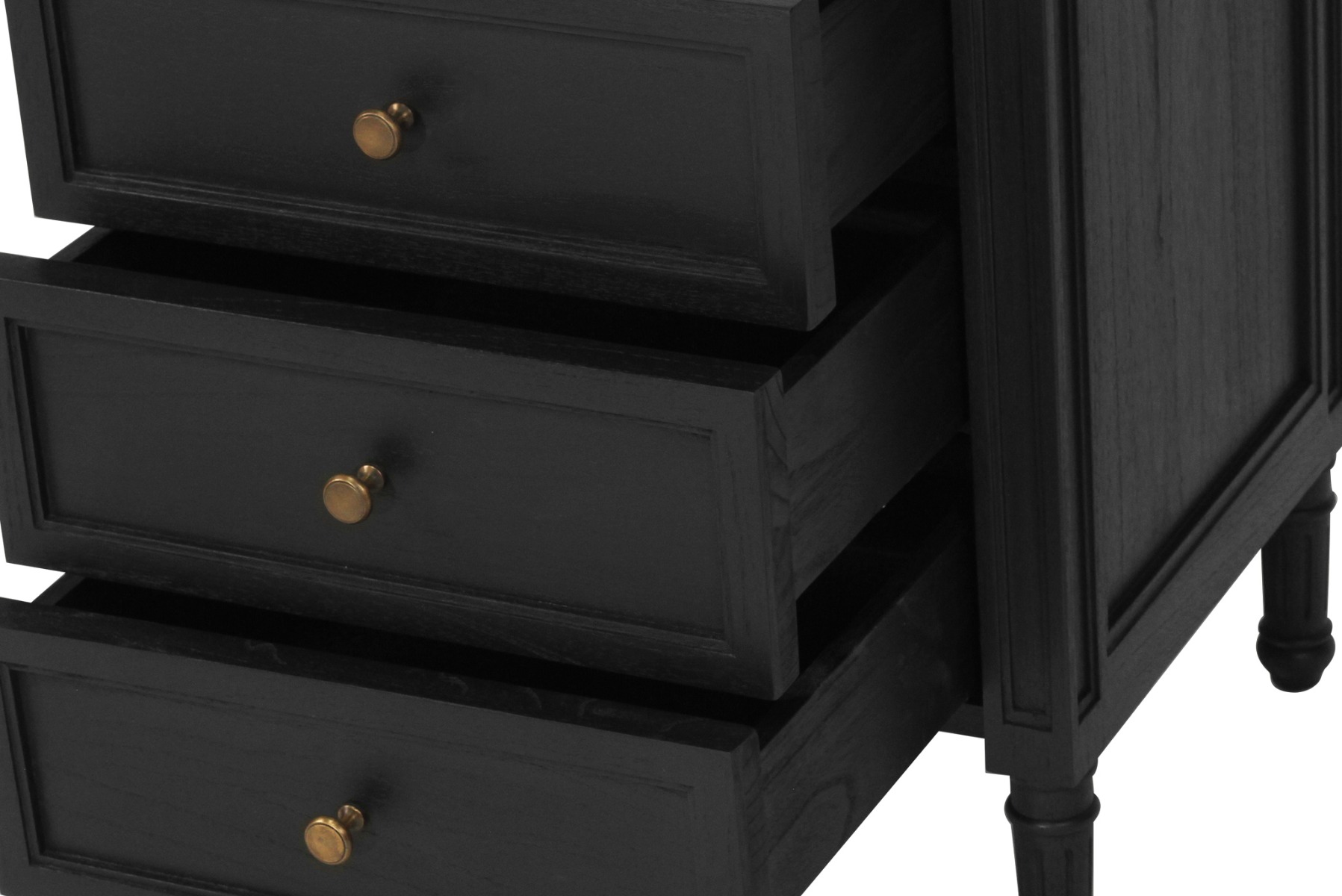 Hamilton Bedside Table 3 Drawer Black, Width 57cm x Depth 45cm x Height 67cm - Image 9