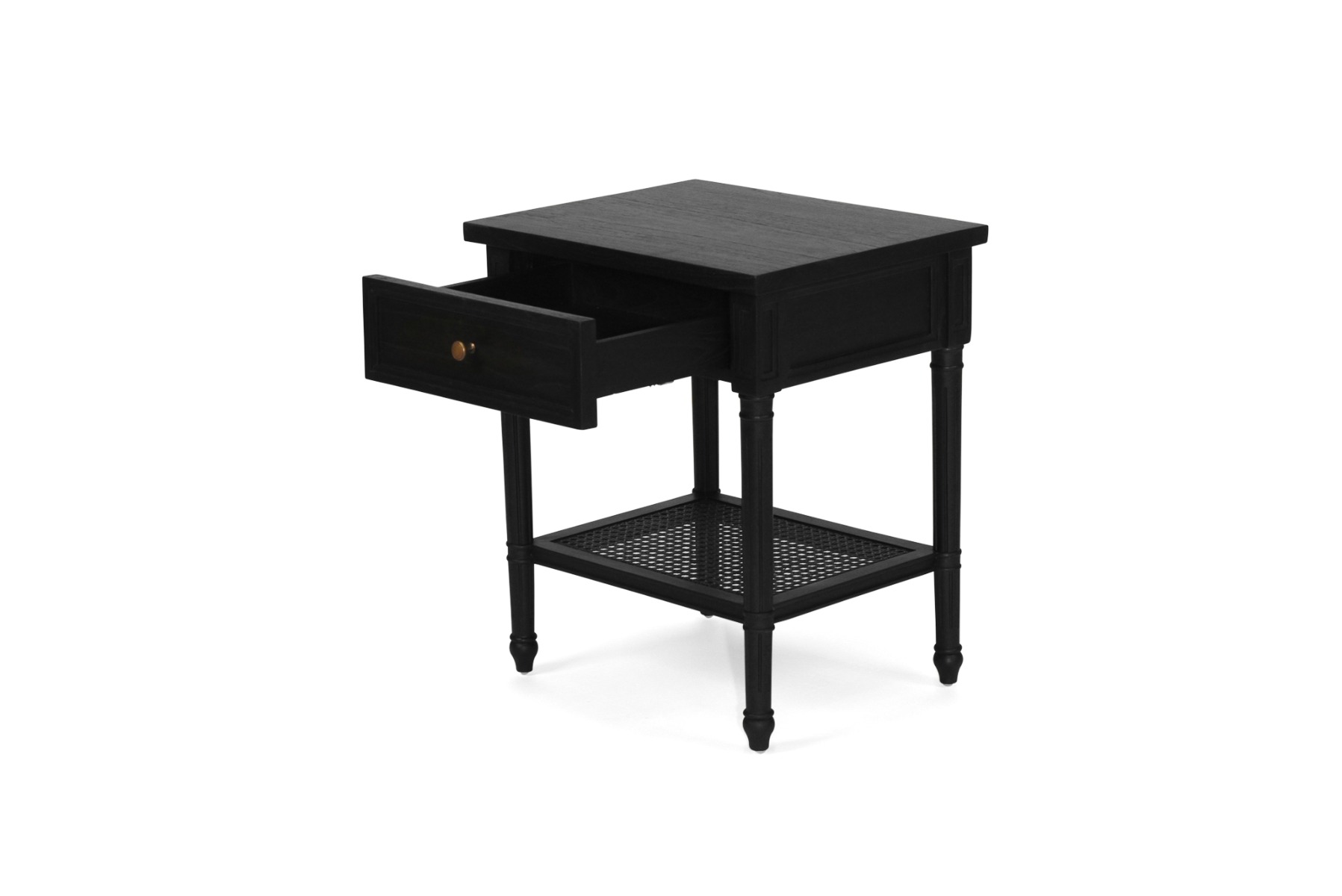 Hamilton Cane Bedside Table Black, Width 57cm x Depth 45cm x Height 60cm - Image 4