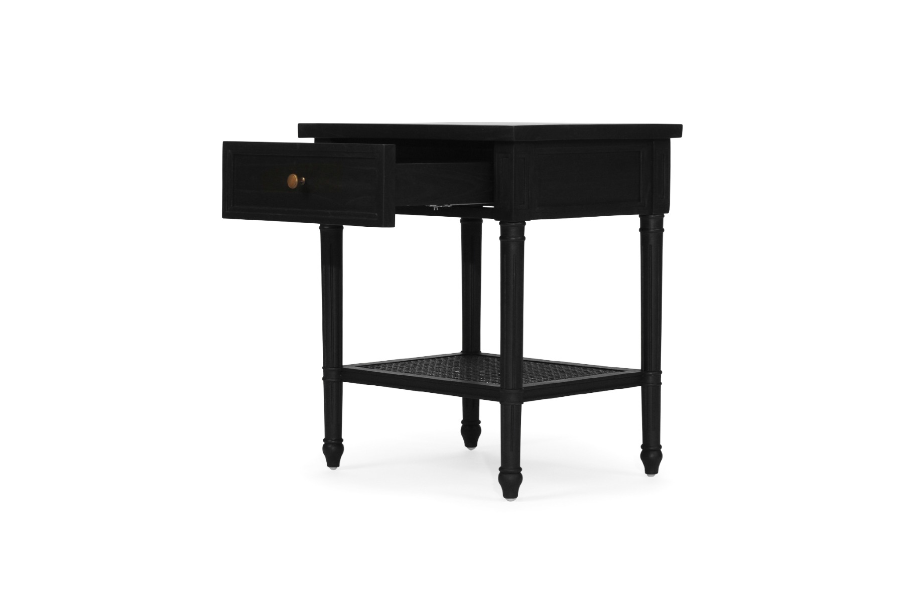 Hamilton Cane Bedside Table Black, Width 57cm x Depth 45cm x Height 60cm - Image 5