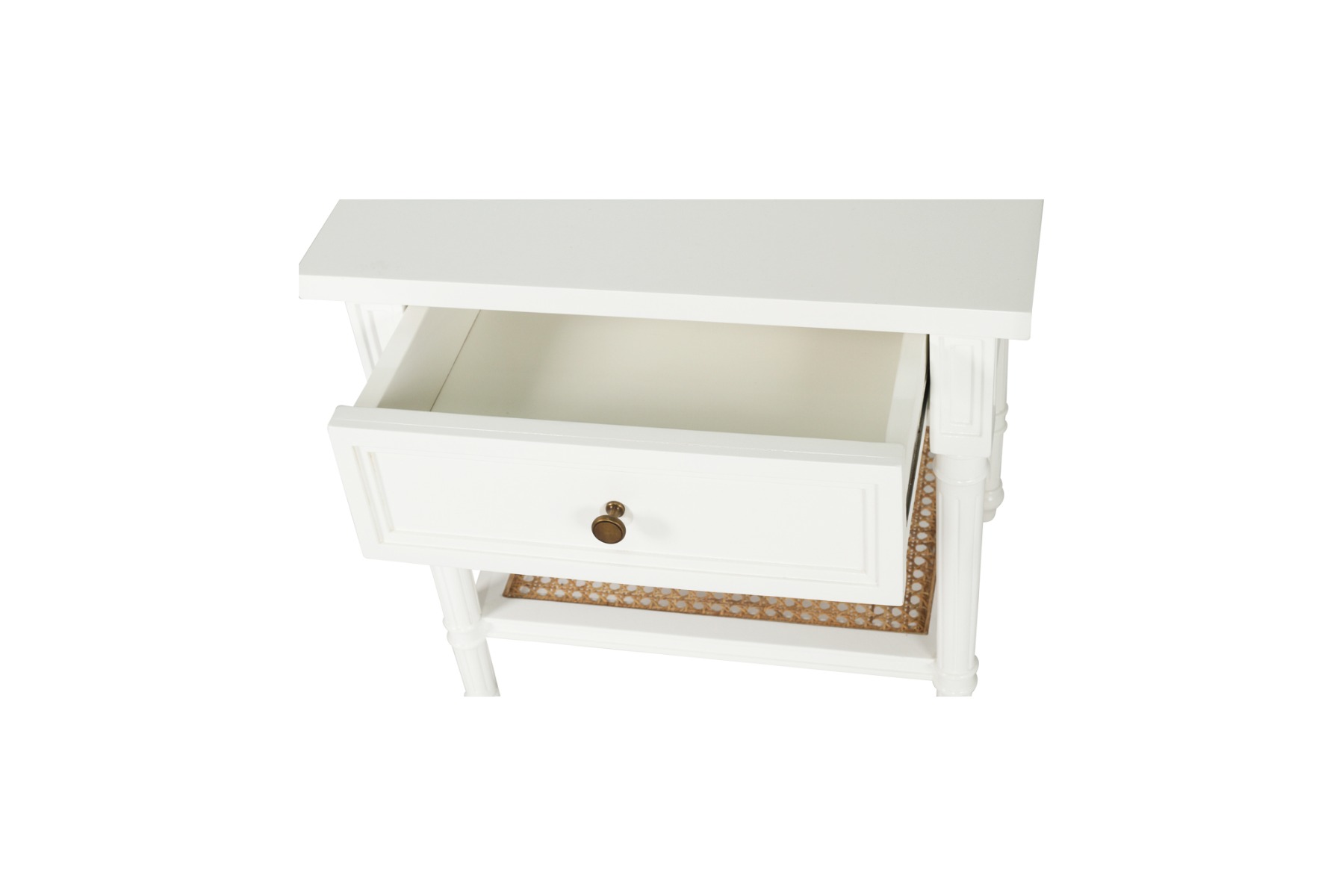 Hamilton Cane Bedside Table White, Width 57cm x Depth 45cm x Height 60cm - Image 7