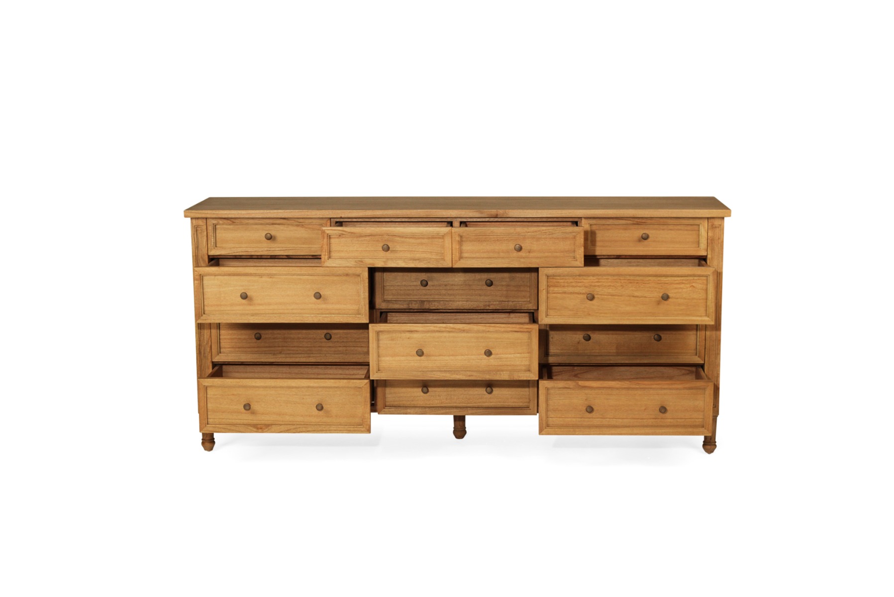 Hamilton Dresser 13 Drawer Weathered Oak, Wide 200cm x High 92cm x Deep 47cm - Image 4
