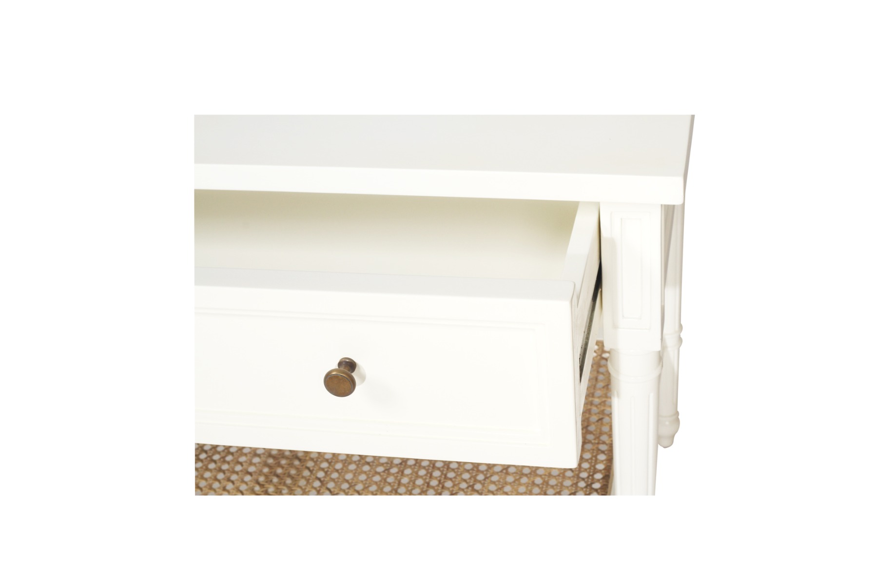 Hamilton Cane Nightstand / Bedside White, W 91cm x D 51cm x H 66cm - Image 7