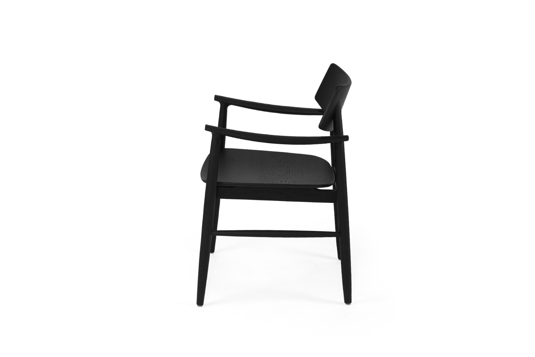 Harlow Dining Armchair Black with Timber Seat, W 56cm × D 56cm × H 80cm - Image 7