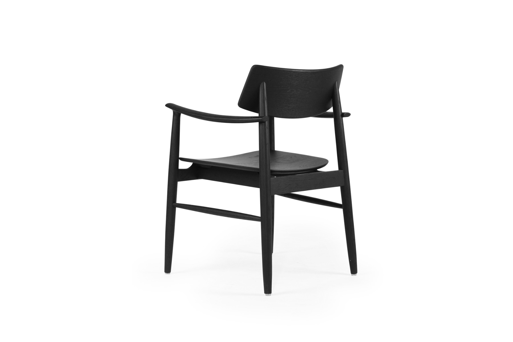 Harlow Dining Armchair Black with Timber Seat, W 56cm × D 56cm × H 80cm - Image 6