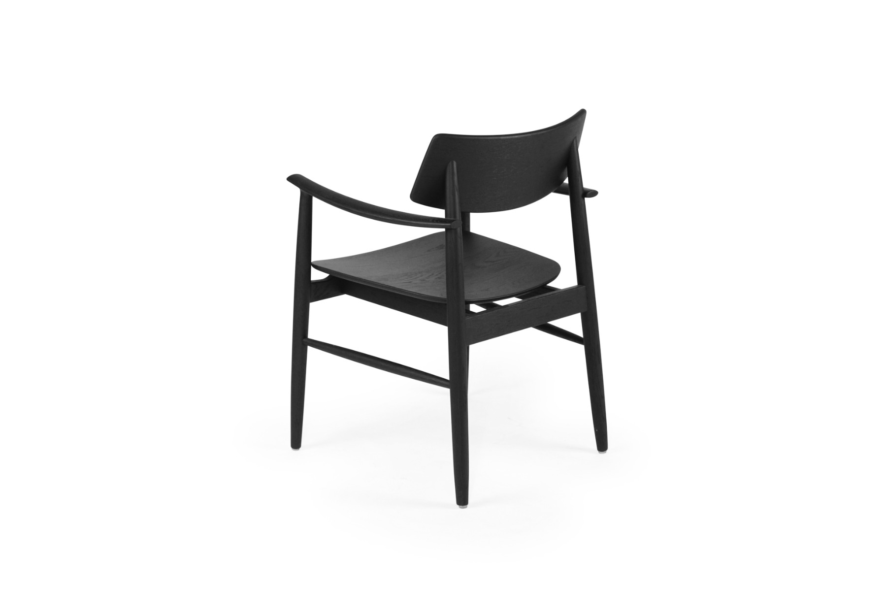 Harlow Dining Armchair Black with Timber Seat, W 56cm × D 56cm × H 80cm - Image 5