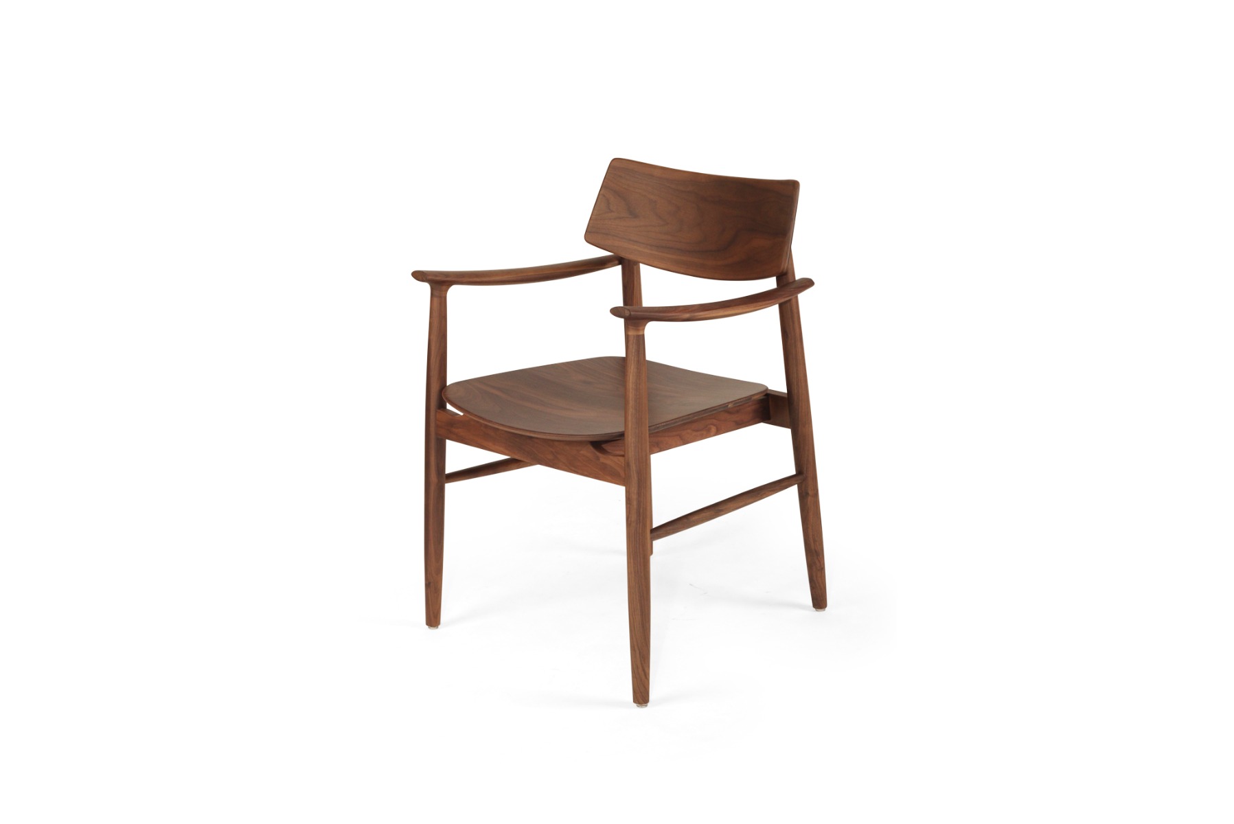 Harlow Dining Armchair Walnut with Timber Seat, W 56cm × D 56cm × H 80cm - Image 4