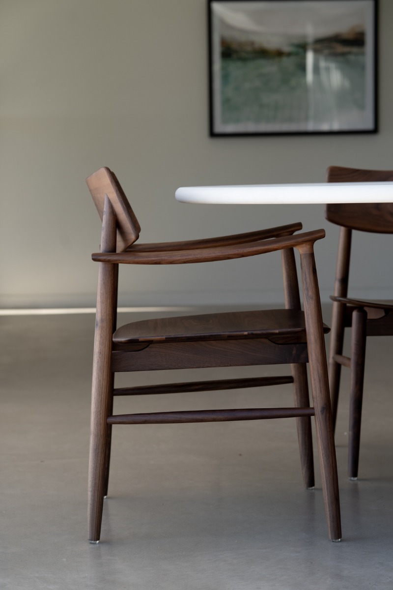 Harlow Dining Armchair Walnut with Timber Seat, W 56cm × D 56cm × H 80cm - Image 11