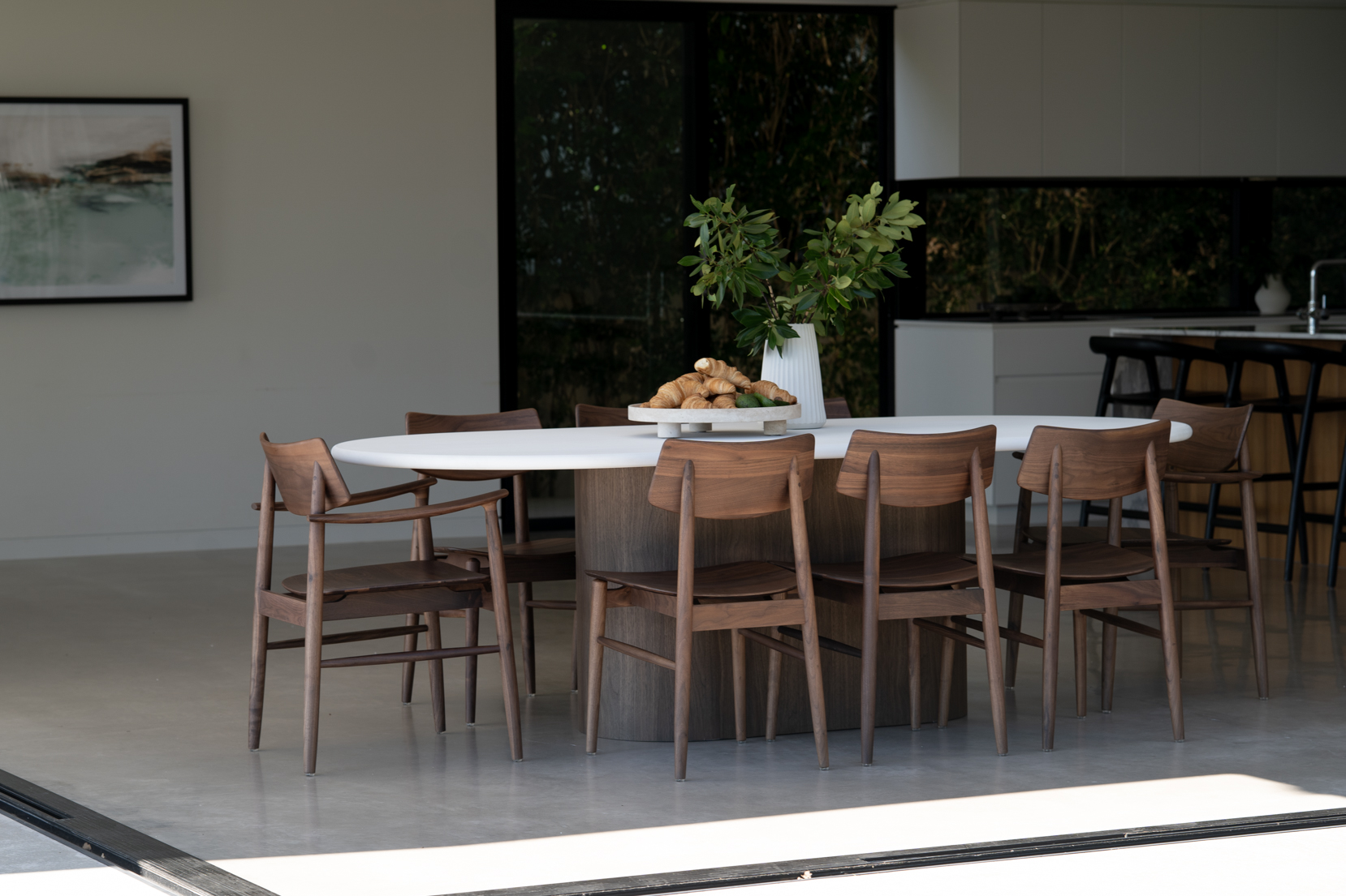 Harlow Dining Armchair Walnut with Timber Seat, W 56cm × D 56cm × H 80cm - Image 15