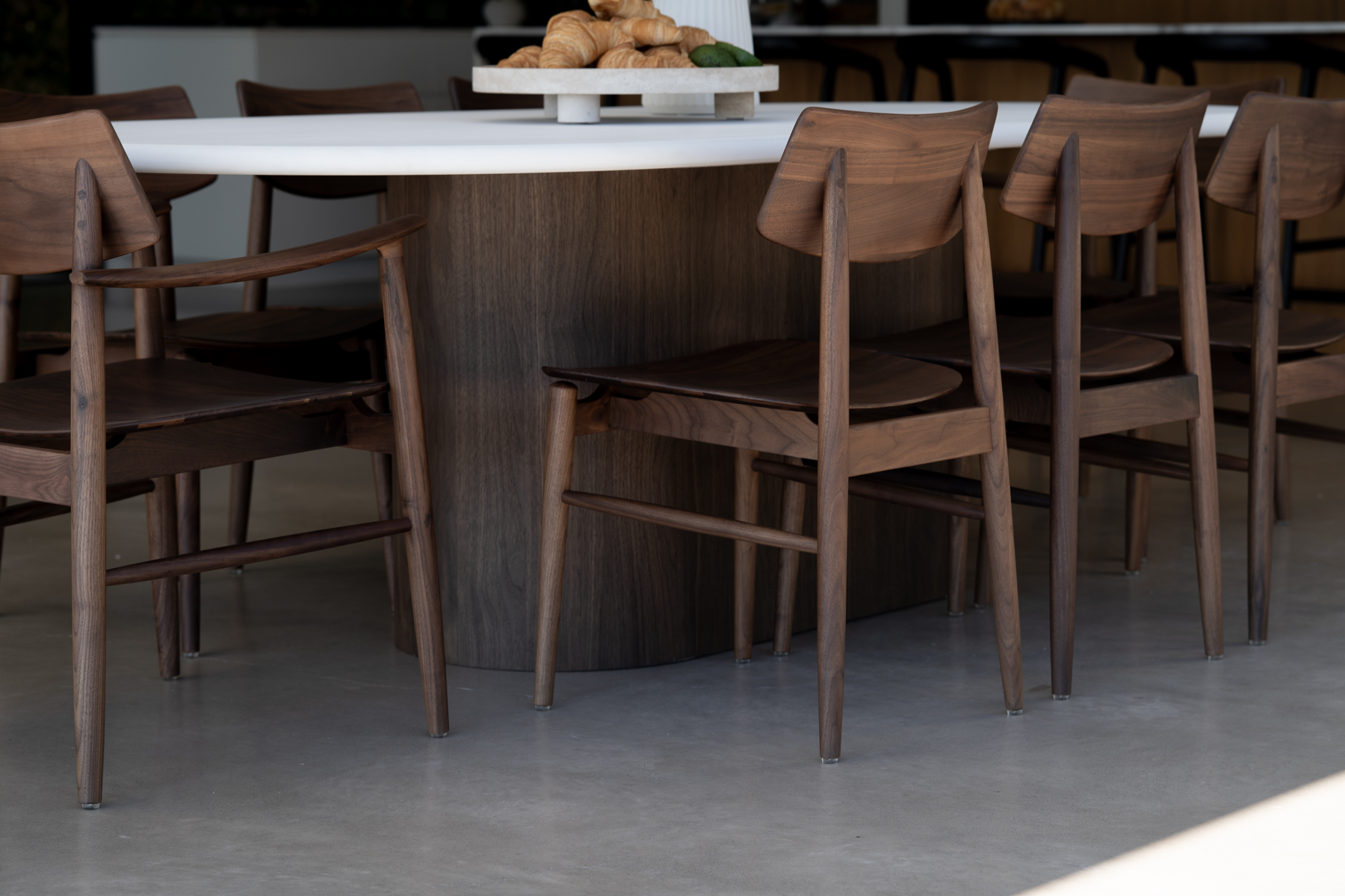 Harlow Dining Armchair Walnut with Timber Seat, W 56cm × D 56cm × H 80cm - Image 17