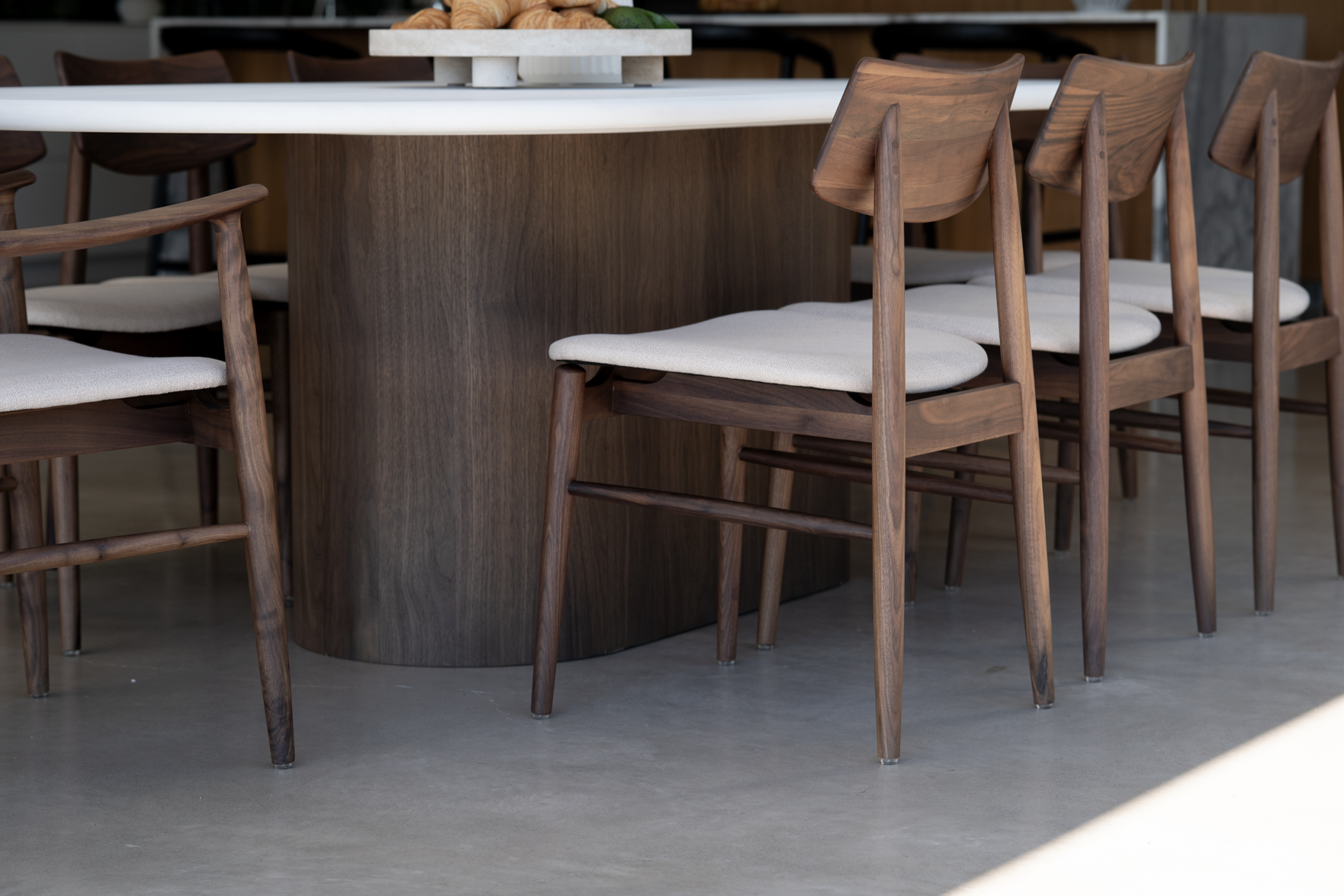 Harlow Dining Armchair Walnut with Timber Seat, W 56cm × D 56cm × H 80cm - Image 18