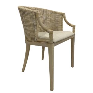 "Hampton Bay" Hampton Style Rattan Dining Chair Whitewash, Whitewash Legs (RRP $549)