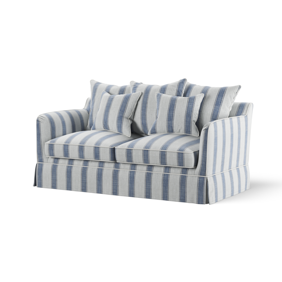 Noosa Hamptons 2 Seat Sofa Bed Noosa Blue Sky Stripe, W170cm x D91cm X H80cm (RRP $3299) - Image 9