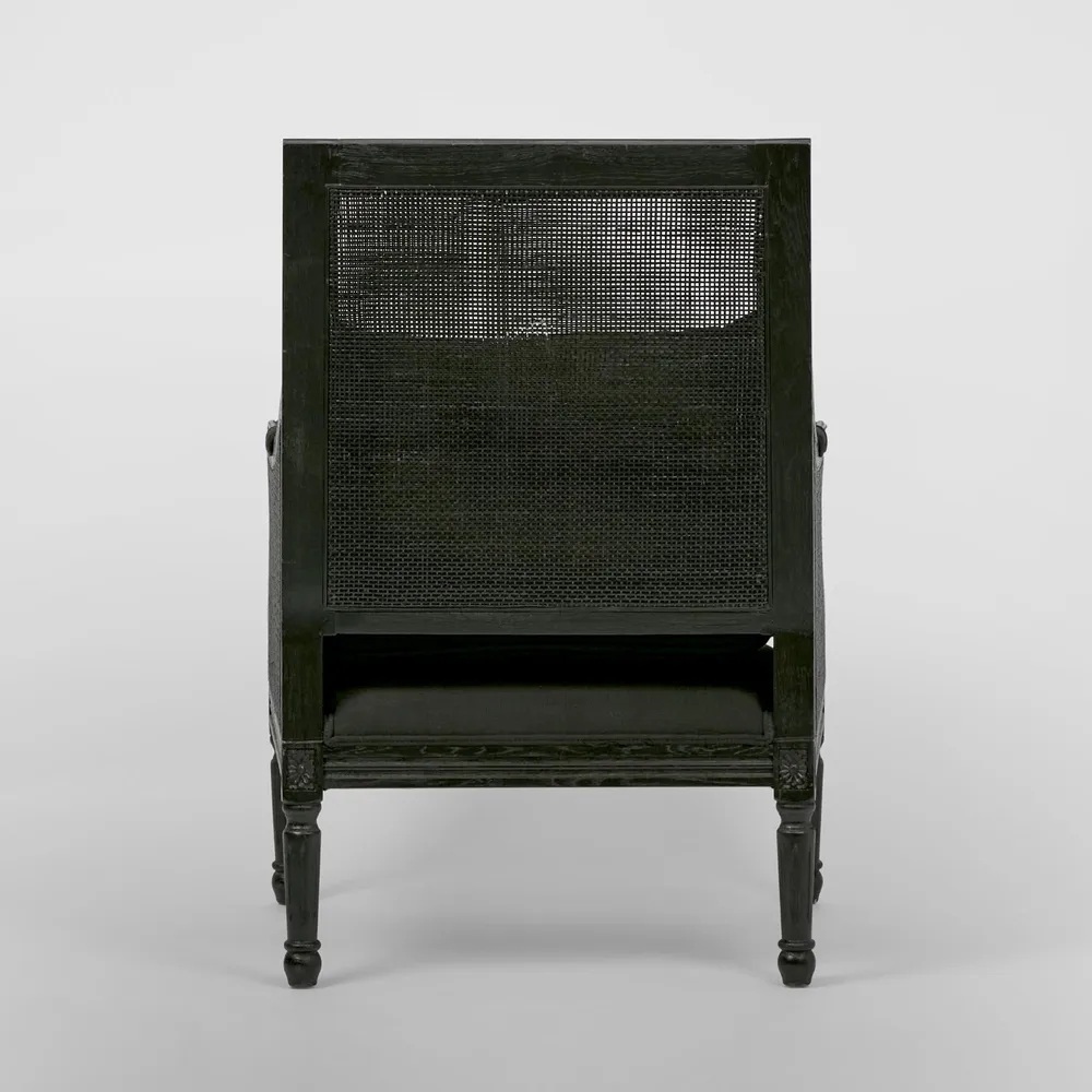 Hicks Oak & Rattan Armchair Black, W 68cm D 68cm H 95cm (RRP $1699) - Image 4