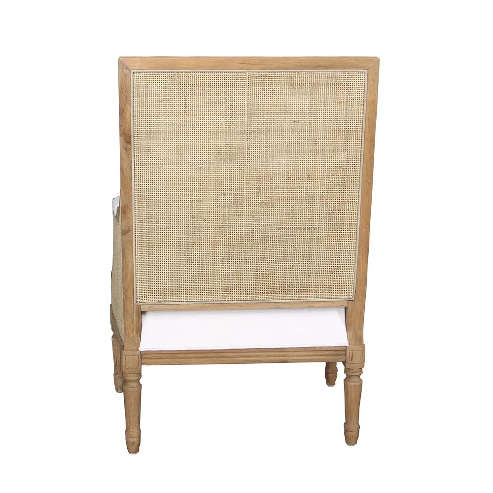 Hicks Oak & Rattan Armchair Natural White Cushion, W 68cm D 68cm H 95cm (RRP $1699) - Image 4