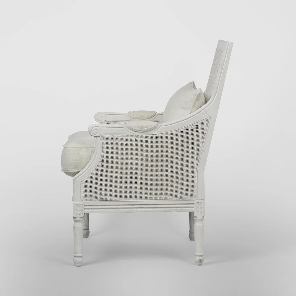 Hicks Oak & Rattan Armchair White, W 68cm D 68cm H 95cm (RRP $1699) - Image 2