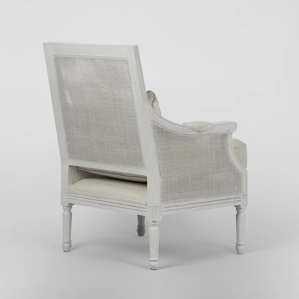 Hicks Oak & Rattan Armchair White, W 68cm D 68cm H 95cm (RRP $1699) - Image 3