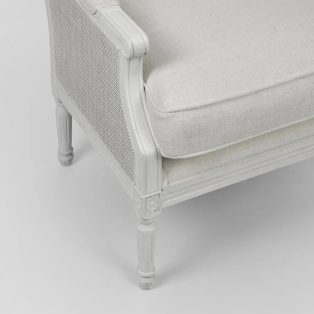 Hicks Oak & Rattan Armchair White, W 68cm D 68cm H 95cm (RRP $1699) - Image 5