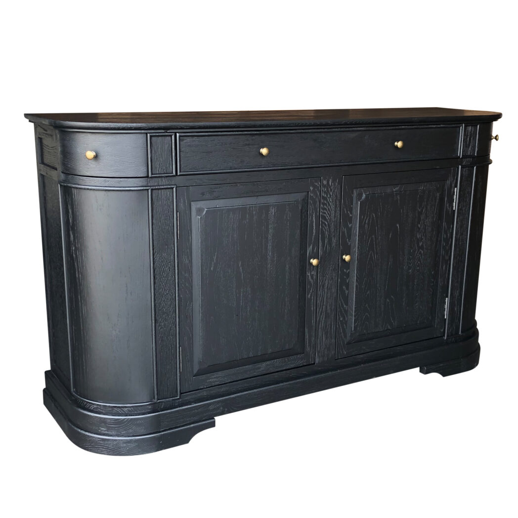 "William" 2 Door 3 Drawer Buffet Sideboard Rustic Black Oak, 165cmW x 48cmD x 96cmH (RRP $3499) - Image 2