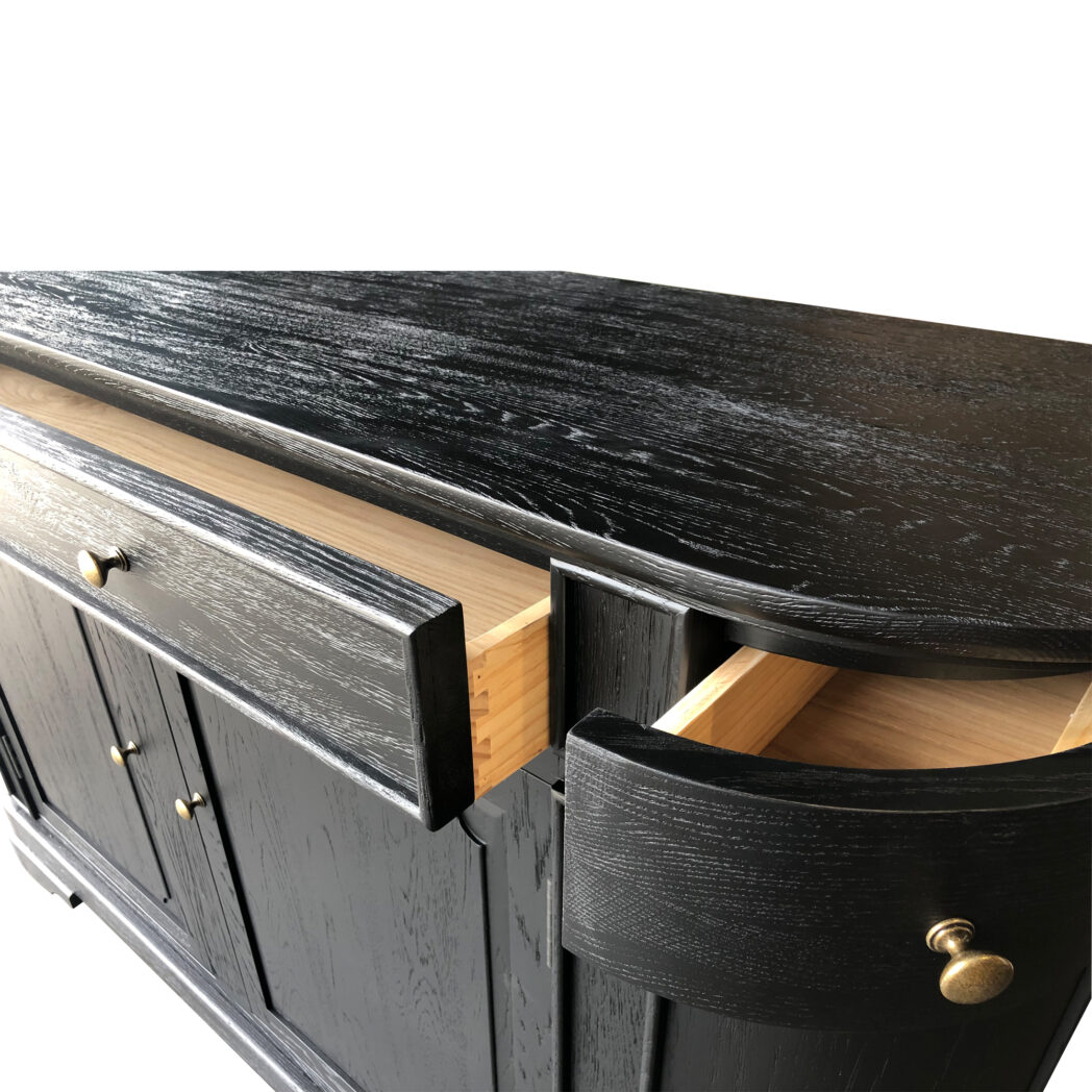 "William" 2 Door 3 Drawer Buffet Sideboard Rustic Black Oak, 165cmW x 48cmD x 96cmH (RRP $3499) - Image 3